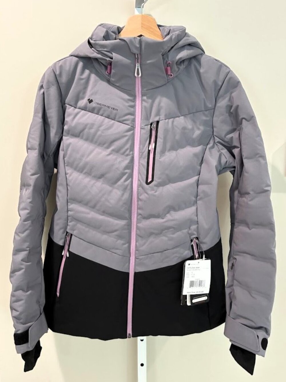 Obermeyer Cosima Down Ski Jacket Sz 10 Knightly Grey Black 550 Fill NWT $329